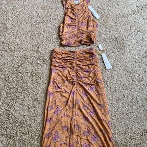 2 piece top and midi/maxi skirt set
